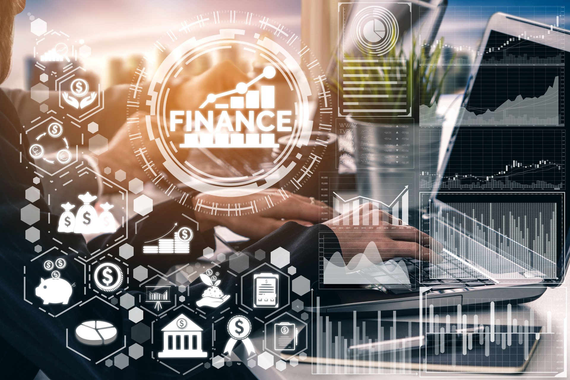 Concepto de tecnología de transacciones financieras y monetarias